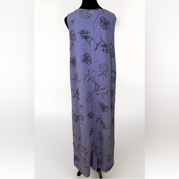 VTG Linen Maxi Dress Sz M Dressing Clio Cottagecore Beach Lagenlook Boho Purple - Picture 3 of 11